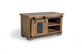GINER Y COLOMER Mueble televisor de madera de acacia y mango con detalles en metal